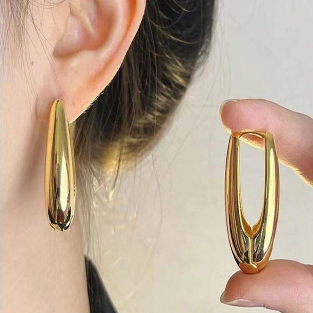 NWOT Elegant stainless steel 18k gold plated earrings